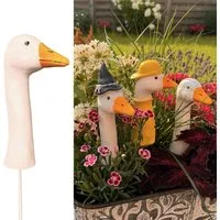 Online-Fuchs Gartenstecker BLUMENSTECKER Gartenfiguren Gänsehals, Gans (Ca. 16 bis 17 cm groß) Deko Beetstecker für draußen