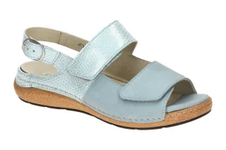 Waldl?ufer 681003 K-HELIETT Damen Sandale Blau - Sky Glitzer-Komfort-Fu?bett