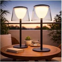 GLOBO LIGHTING LED Außen-Tischleuchte, LED-Leuchtmittel fest verbaut, Warmweiß, 2x Tischleuchte Außenleuchte LED Dimmbar Gartenlampe transparent