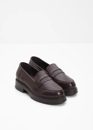 bonprix Loafer aus Leder, braun, Gr.42, Zeitloser Loafer aus Glattleder, aus Glattleder