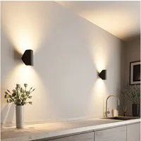 Neona LED Wandleuchte POLARIS Schwarz, Innovative 360° drehbares Leuchtelement und 45° Neigungsmöglichkeit, LED fest integriert, Warmweiß