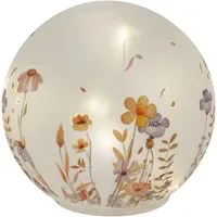 formano LED Dekolicht Deko Kugel Glas Wiesenblumen 15 cm matte Glasleuchte mit Blumen-Dekor, LED fest integriert