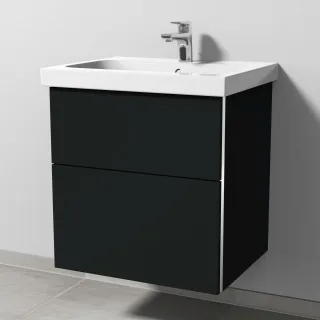 Sanipa 3way Waschtischunterbau zu Geberit iCon Light Waschtisch mit 2 Auszügen, Vulkan-Matt BP5731V