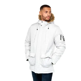 Crosshatch - "Parkmoore" Parka für Herren (Grau/Rosa)