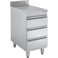 GastroHero Hochschrank Edelstahl Schubladenschrank 400x700 mm 3 Schubladen Aufkantung Chrom-Nickel-Stahl AISI 201, schallgedämmt, sofort einsatzbereit
