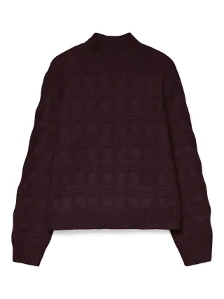 VERO MODA - VMVIRGO LS HIGHNECK PULLOVER BF Winetasting - Gr. - L