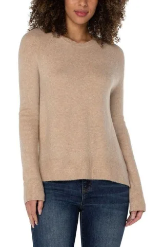 Raglanpullover mit Seitenschlitz Oatmeal Heather