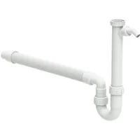 Schütte Siphon Flexibler Spültisch-Röhrensiphon, (Mit Geräteanschluss), 1 1/2"IG x DN 40/50 mm mit Geräte-Anschluss 3/4" weiss