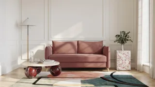 BRUNO Schlafsofa 160cm in Hazelnut Rot Braun | Pillow | stabiles Massivholz & Boxspringkomfort