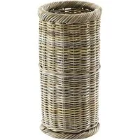 Kobolo Schirmständer Schirmhalter rund Rattan grau Handarbeit H: 56 cm