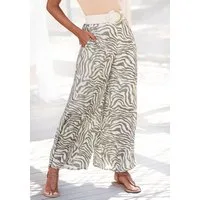 LASCANA Webhose mit extra weitem Bein aus softer Satinqualität aus Satin mit Animaldruck, luftige Stoffhose mit Taschen, Strandhose