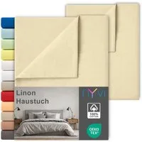 NYVI Betttuch Linon Deluxe Bettlaken ohne Gummizug aus 100% atmungsaktiver Baumwolle, Baumwolle, (2 Stück), Betttuch auch als Sommerdecke nutzbar, OEKO-TEX 100, Bei 60°C waschbar