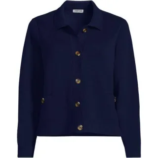 Kurzer Baumwoll-Blazer für Damen in Petite-Größe, Damen, size: petite, Blau, Baumwolle, by Lands' End