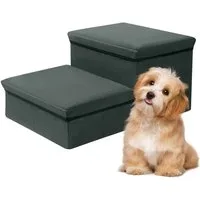 JOYOLEDER Haustiertreppe 2 Stufen, Faltbare Tiertreppe Katzentreppe Hundetreppe, Grau, (42 x 64 x 32 cm)