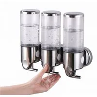 HEYHIPPO Seifenspender Wandseifenspender mit manuellem Druck – 3×500 ml, ABS & Edelstahl, (Lotion-Spender mit transparentem Sichtfenster 31,5×25,5×10,5 cm), 3-Kammer Seifenspender 1500ml,manueller Druck, transparent, für Bad