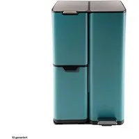 HTI-Living Mülltrennsystem Mülltrennsystem Jannik 60 Liter Türkis, Mülleimer Edelstahl mit 3 Behältern