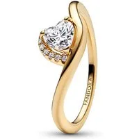 Pandora Fingerring Welliges Herz Damenring Timeless, IP Gold, Zirkonia von PANDORA