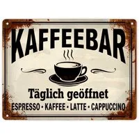 speecheese Metallschild Kaffeebar Metallschild XL in 21x28 cm im Vintage-Stil