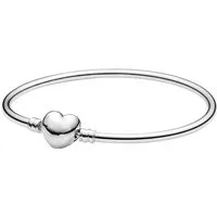 PANDACHARMS Charm-Armband Armreif mit Herzverschluss, 925er Sterling Silber, Längen 16-21cm