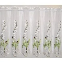 Stickereien Plauen Scheibengardine Maiglöckchen (1 St), Stangendurchzug, transparent, Voile