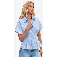 Imily Bela Blusentop Damen Gestreifte Hemdbluse Für Alltag & Büro (Packung, 1-tlg., 1per-Pack) Gürtel