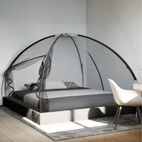 vidaXL Moskitonetz, Moskito-Netzzelt Mongolisch 220 Schwarz 200x200x135 cm