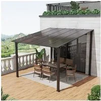 Sunsitt Pergola 3x3m Terrassenüberdachung, Carport mit Sonnendach, Pavallon, (280 x 280 x 192-249 cm, Insgesamt 3 Pakete), aus PE-Platte&Stahlrahmen, für Garten, Hinterhof, Schwimmbad