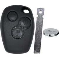 mt-key Auto Schlüssel Ersatz Gehäuse 3 Tasten + 1x Rohling VA2 + 1x CR2016 Knopfzelle, CR2016 (3 V), für Dacia Renault SMART 453 Forfour Funk Fernbedienung