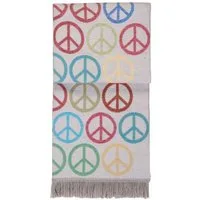 Wohndecke PEACE MULTI, PAD, Made in Europe, Kuscheldecke, Peace Zeichen, mit Fransen, 150x200 cm