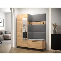 MIRJAN24 Garderoben-Set Zilion IX, (Komplett-Set, Schrank mit Spiegel, 2x Kleiderhaken, Paneel 3x 42x42, 4x 84x42), Auswahl aus Fronten und Polsterplatten