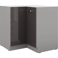 Küchen-Preisbombe Eckunterschrank 90x90 cm Küche Bianca Grey Grau Hochglanz Küchenzeile Küchenblock