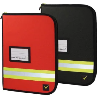 Organizer | tee-uu | TEAM | schwarz, rot oder blau | übersichtlich | schlank | Stifthalter | Fächer | Netztasche | entnehmbares DIN A4 Schreibbrett Rot