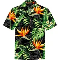 Hawaiihemdshop.de Hawaiihemd Hawaii Hemd Herren Baumwolle Kurzarm Hawaiihemd mit Blüten