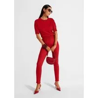 MADELEINE Gerade Jeans Mid Waist Skinny-Hose mit Fransen Fransenhose in schmale Silhouette, Five-Pocket-Stil