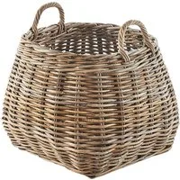 Kobolo Aufbewahrungskorb Korb aus Rattan geflochten kubu grey mit Henkeln