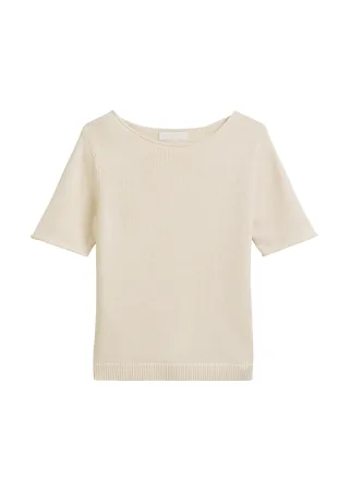 Marc OPolo Casual - Kurzarm-Pullover regular natural cotton - Gr. - M
