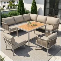 i@home Gartenlounge-Set, (6-tlg), Siebensitzer, mit geflochtenen Armlehnen, Wetterfeste, aus Eisen