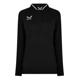 Castore - Poloshirt für Damen, Raglan langärmelig (Schwarz)