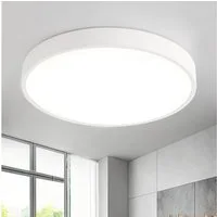 style home LED Deckenleuchte Metall Deckenlampe 12W/24W/36W/48W/96W, Runde/Quadratisch, LED fest integriert, Warmweiß 3000K ohne Fernbedienung, 48W, Ø50*4cm, Runde Lampe für Wohnzimmer Schlafzimmer Küche, Weiß
