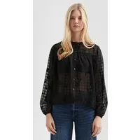 QS Langarmbluse Bluse Leicht transparente Chiffonbluse