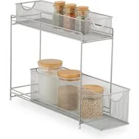 relaxdays Küchenregal Metall Küchenschrank Organizer, silber