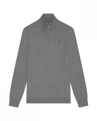 Lyle & Scott � Pullover aus Baumwollmerinowolle mit 1/4-Rei�verschluss, Grau