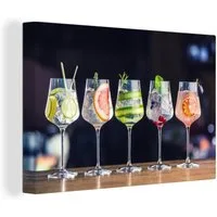 OneMillionCanvasses® Leinwandbild Cocktail - Weinglas - Restaurant - Sommer, Fotodruck (1 St), Leinwand Bilder Klein, Wand Dekoration Aesthetic 30x20 cm