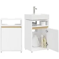 SoBuy Waschbeckenunterschrank BZR222, Badezimmerschrank Schmal Badunterschrank mit U-Aussparung Waschbeckenunterschrank Waschtischunterschrank Stehend für Bäder
