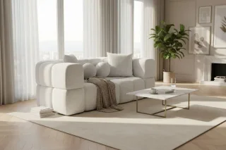 Sofa Designersofa VEGA 3-Sitzer in Stoff Egon Weiß