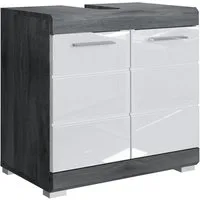 Newroom Waschbeckenunterschrank Avola Anthrazit 60 cm Waschbeckenunterschrank Avola Anthrazit Weiß Hochglanz Modern Bads...
