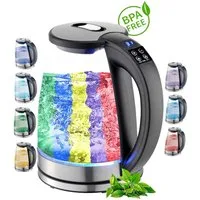 ecosa Wasserkocher EO-610, 1.8 l, 2200 W, Temperatureinstellung,LED-Beleuchtung,Edelstahl,BPA-frei,Farbwechsel