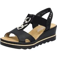 Rieker Keilsandalette, Sommerschuh, Sandale, Keilabsatz, mit Gummizug für perfekten Sitz
