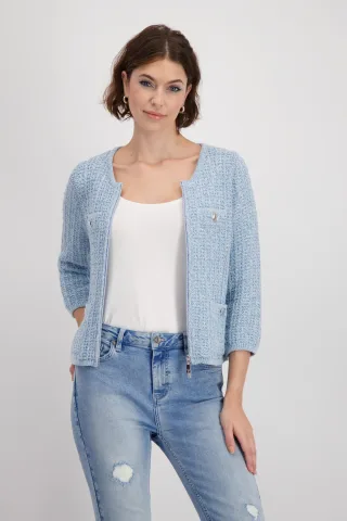 monari - Tweed-Strickjacke spring water - Gr. - 40