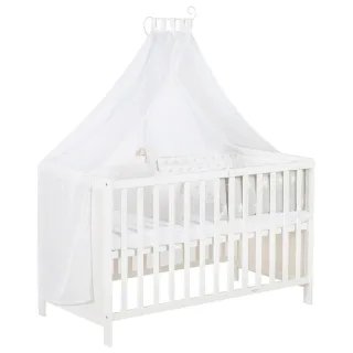 Roba Babybett, Weiß, Holzwerkstoff, Rechteckig, 60x120 cm, Babymöbel, Babybetten, Gitterbett